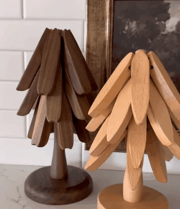 Foldable Walnut Tree Trivet Set