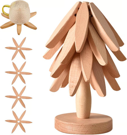 Foldable Walnut Tree Trivet Set