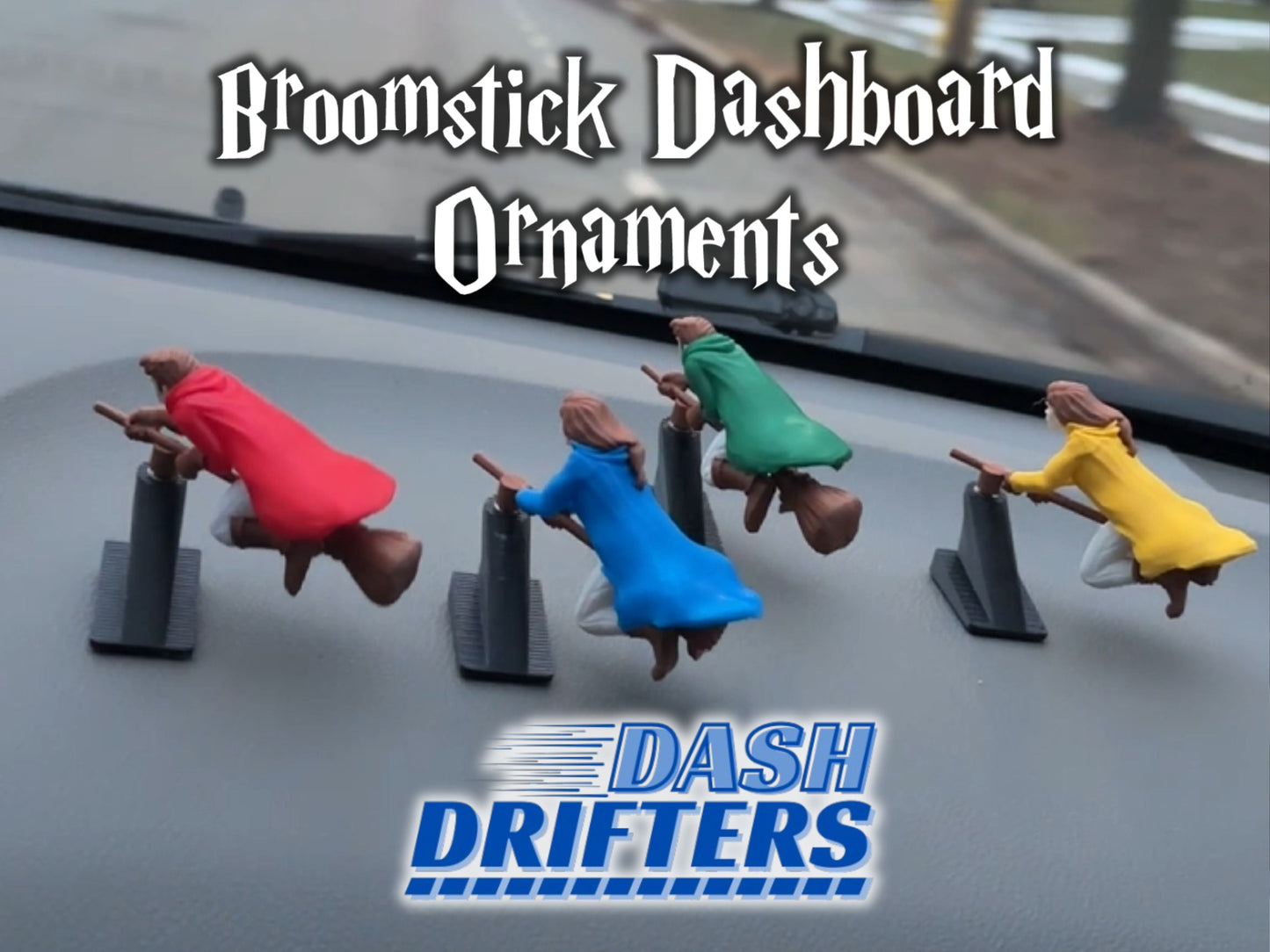 Flying Broomstick Dashboard Spin Ornament