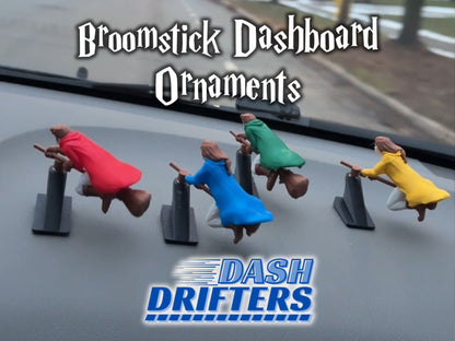 Flying Broomstick Dashboard Spin Ornament