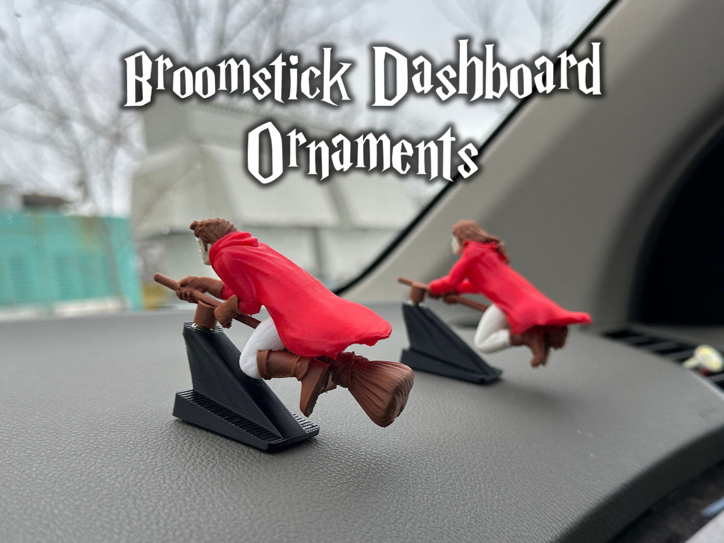 Flying Broomstick Dashboard Spin Ornament