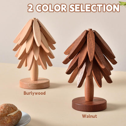 Foldable Walnut Tree Trivet Set