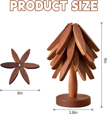 Foldable Walnut Tree Trivet Set