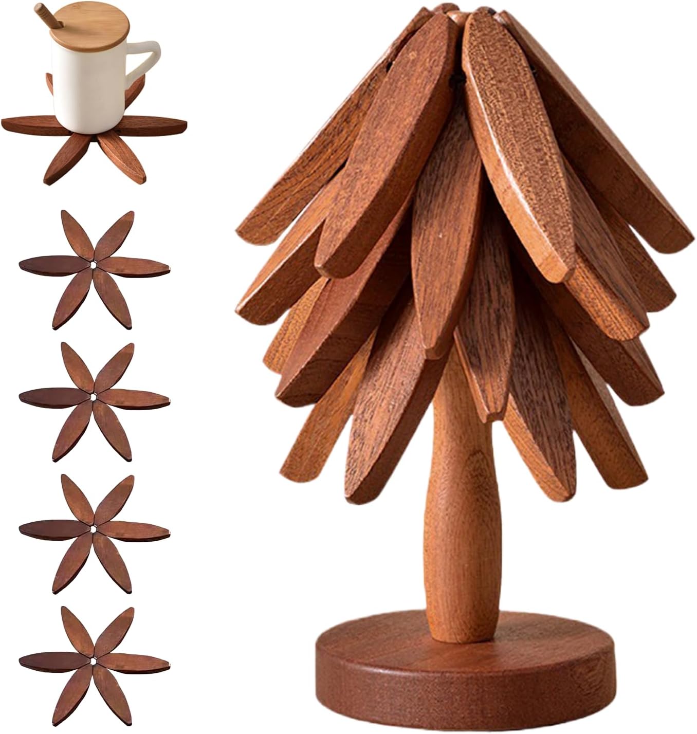 Foldable Walnut Tree Trivet Set