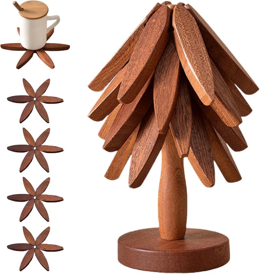 Foldable Walnut Tree Trivet Set
