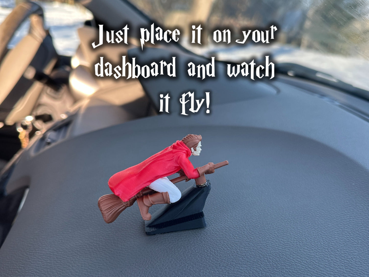 Flying Broomstick Dashboard Spin Ornament
