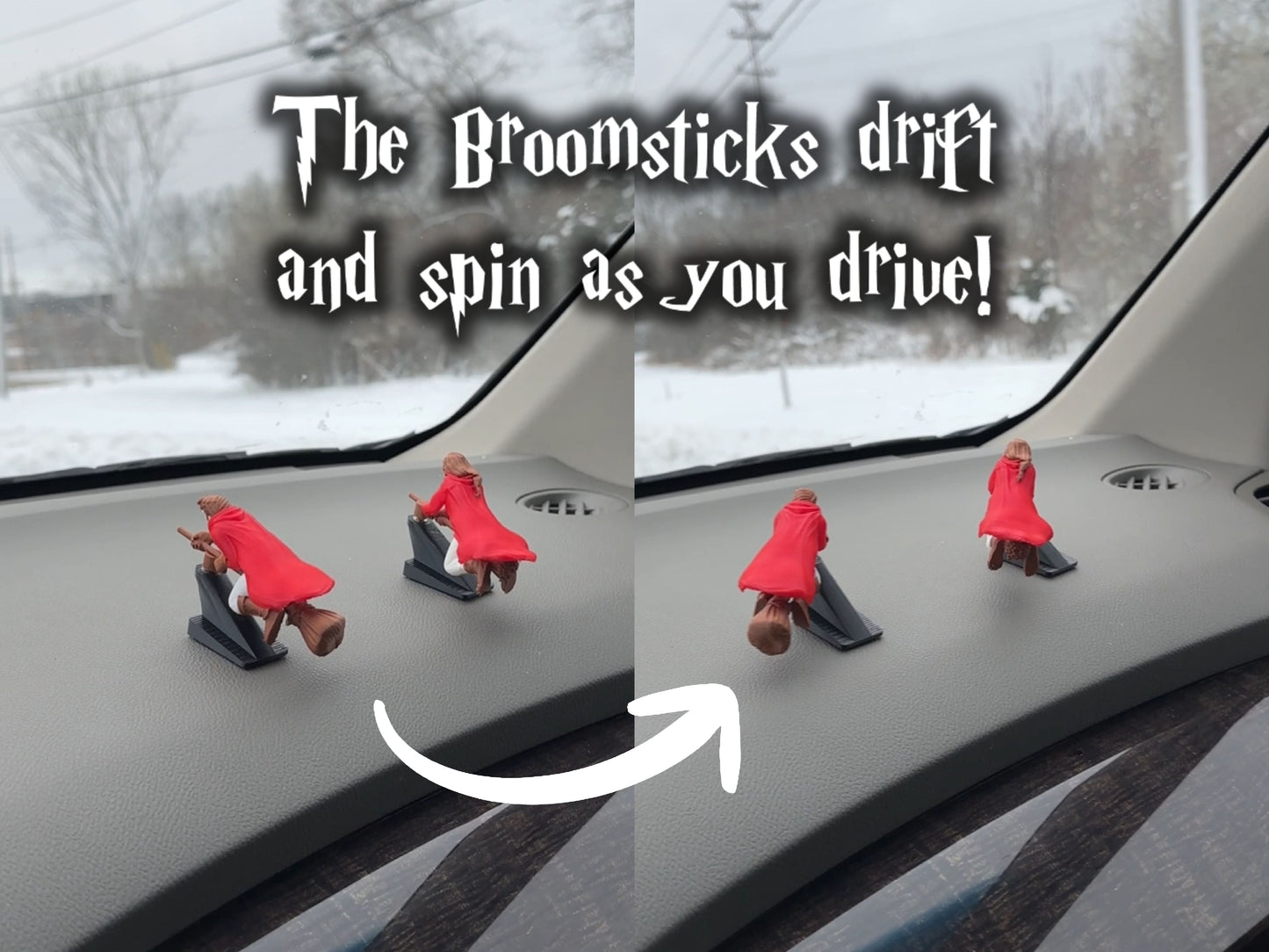 Flying Broomstick Dashboard Spin Ornament