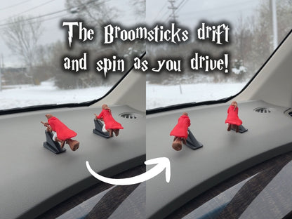 Flying Broomstick Dashboard Spin Ornament
