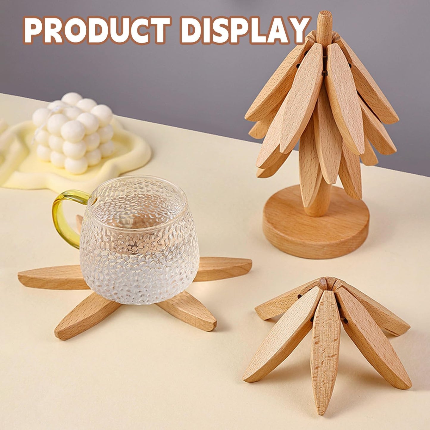 Foldable Walnut Tree Trivet Set