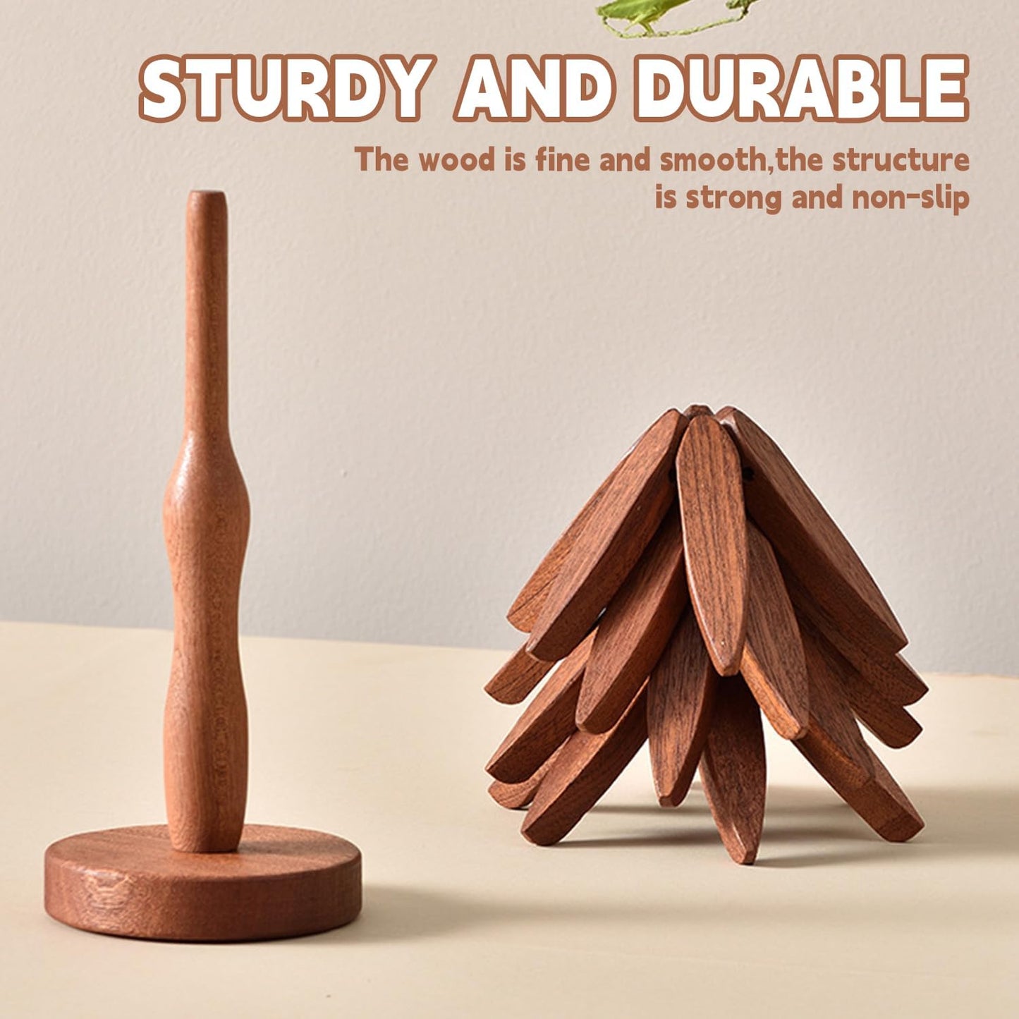 Foldable Walnut Tree Trivet Set