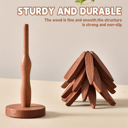 Foldable Walnut Tree Trivet Set